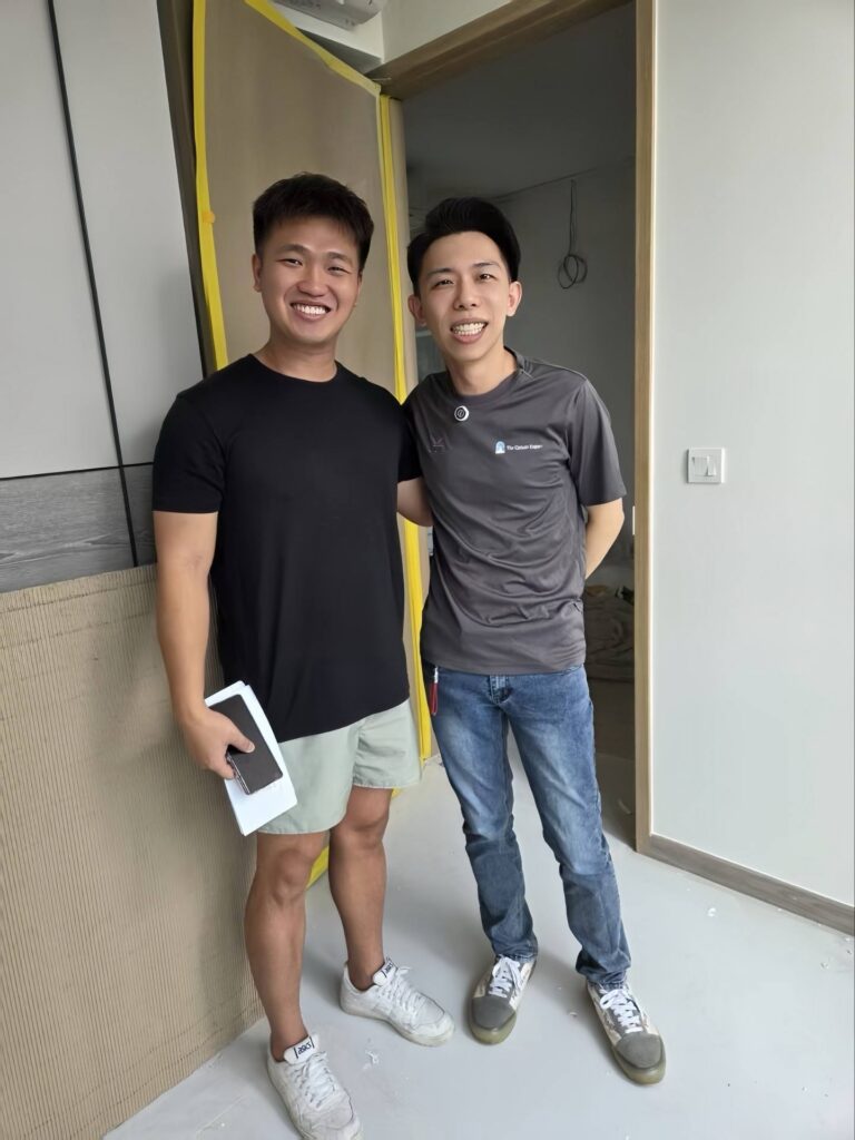 The Curtain Expert with a happy customer in a newly renovated Singapore BTO flat