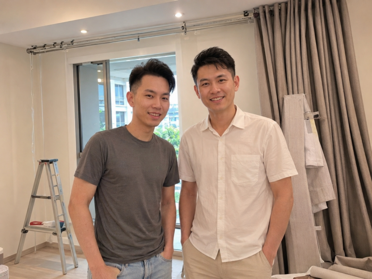 The Curtain Expert installing a curtain track in a Singapore condominium living room